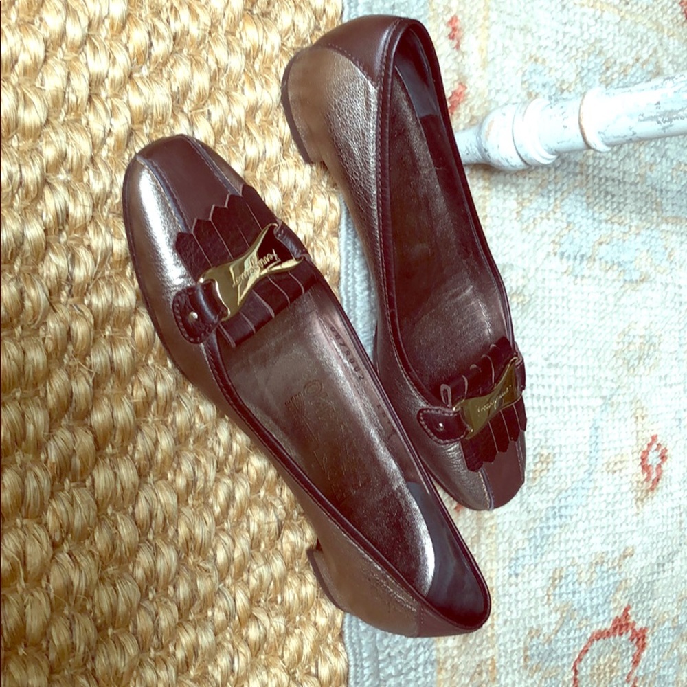 Salvatore Ferragamo bronze loafers